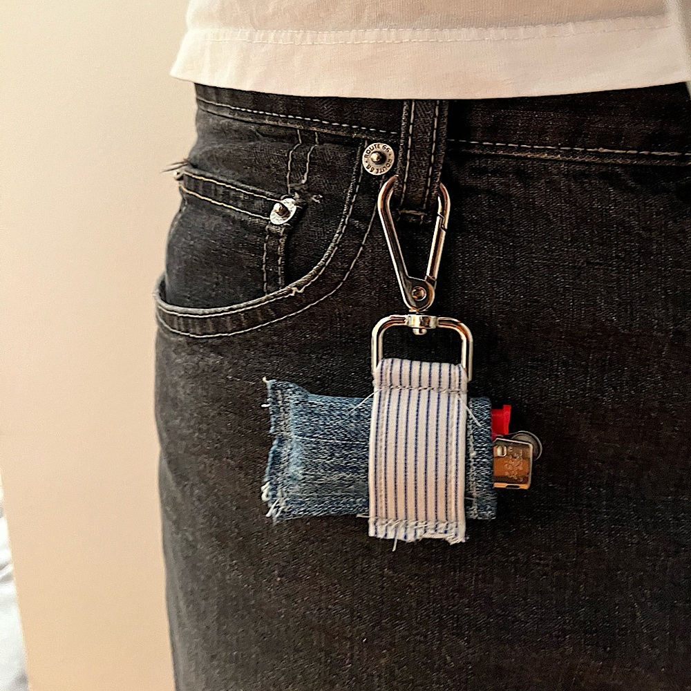 Denim Keychain with Mini Lighter Holder